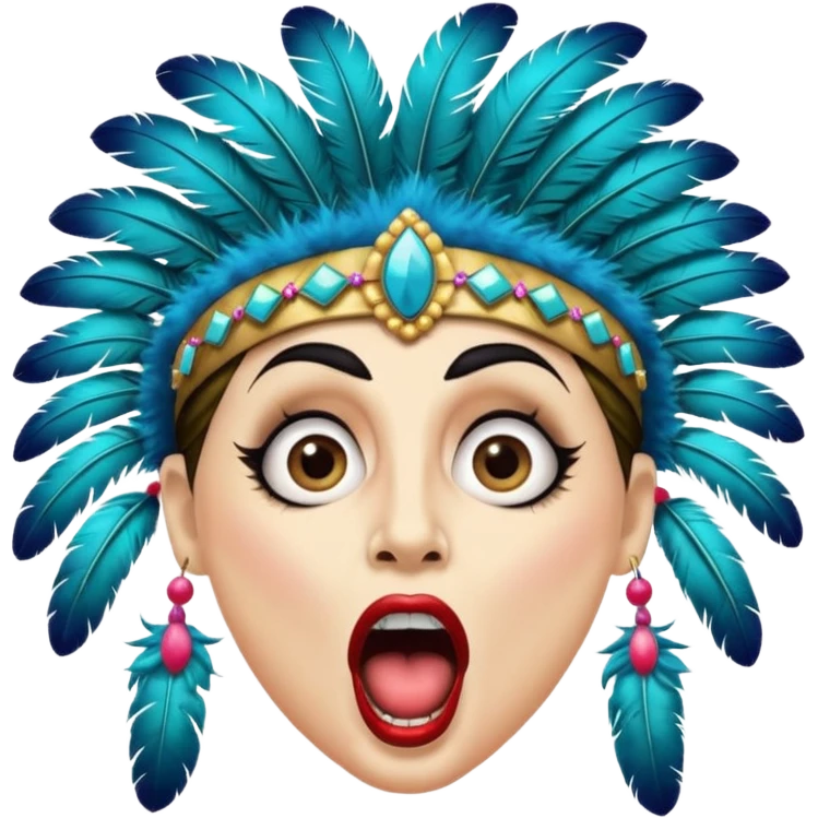 portrait of a cabaret actor with a whitened face and made-up eyes and mouth, his mouth wide open and his gaze shocked emoji