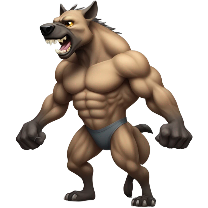 Strong bodybuilding Hyena flexing body emoji