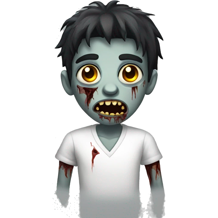 teen boy zombie with dark hair and white shirt emoji