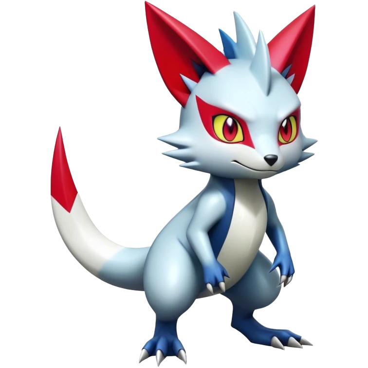  Cool Edgy Shiny Futuristic Ethereal Legendary Zangoose-Sneasel-Digimon-hybrid full body emoji