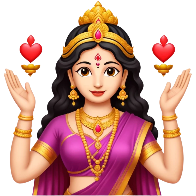 hindu goddess lakshmi sending heart with two hands together emoji