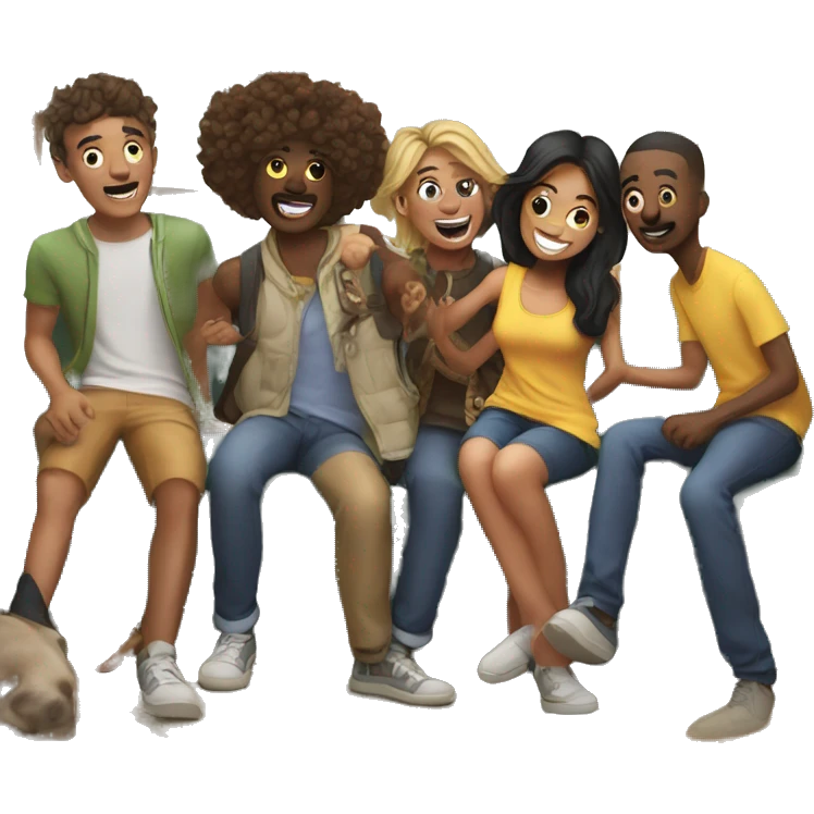 playful group of friends indoors emoji