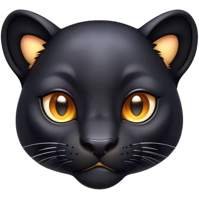 Cinematic Cute Panther Portrait Emoji, Head tilted playfully and inquisitively, with a smooth, streamlined form accentuated by a subtle sheen and round, sparkling eyes filled with charm, Simplified yet irresistibly adorable features, highly detailed, glowing with a warm, inviting glow, high shine, affectionate and lively, stylized with a touch of whimsical mystery, bright and endearing, soft glowing outline, capturing the essence of a mischievous yet loving panther that seems as if it could pounce out of the screen into your arms! emoji