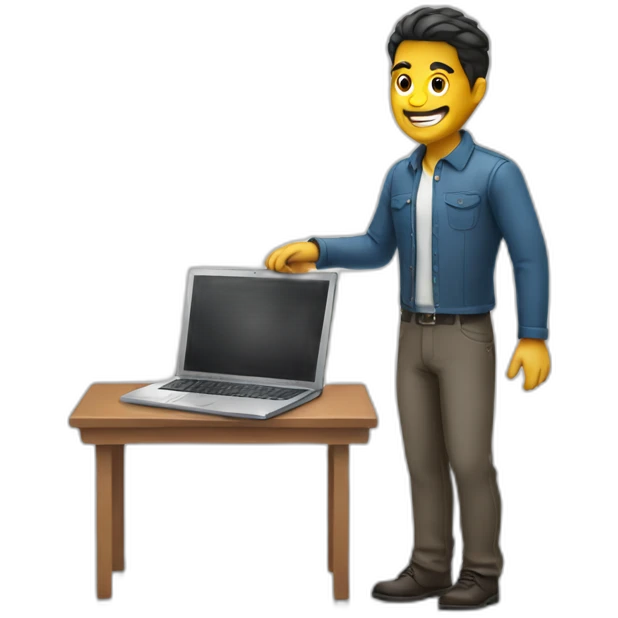 A man giving away a laptop emoji