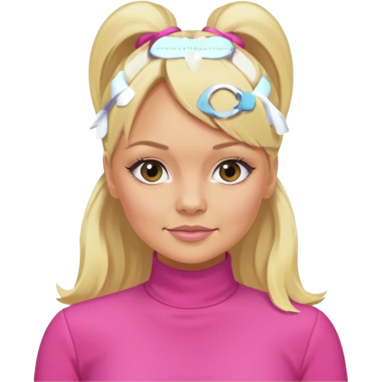 Emma Bunton with blonde ponytail hair and pink outfit emoji