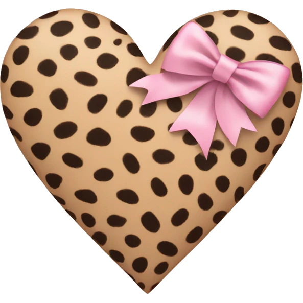 Cheeta print heart with a light pink bow around it emoji