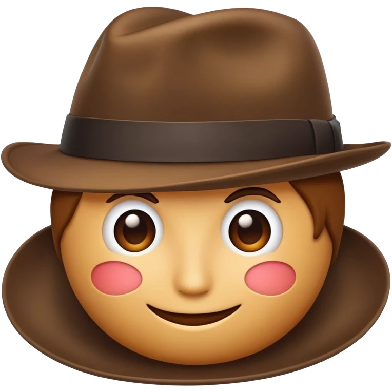 A fedora emoji in the style of Apple emojis, with a sleek and modern look, brown color. emoji