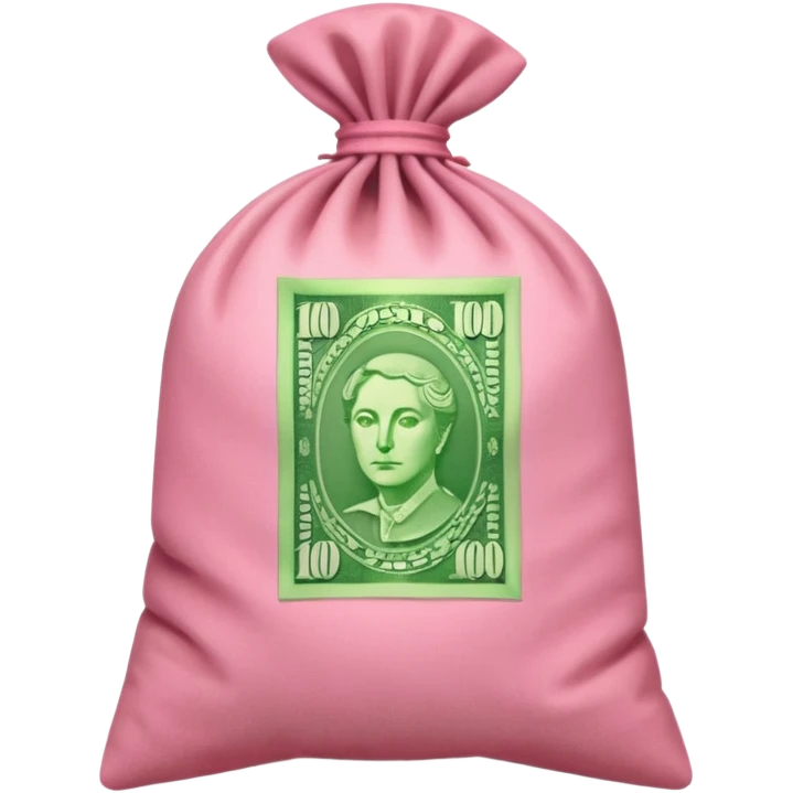  Green Australian $100 long rectangle money overflowing in a pink sack emoji