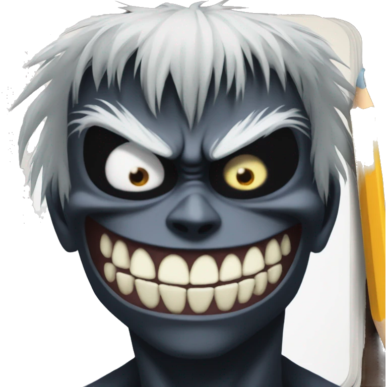 ryuk from death note that not smiling and looking in front off emoji