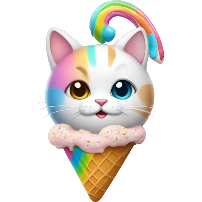 rainbow cat with ice cream emoji