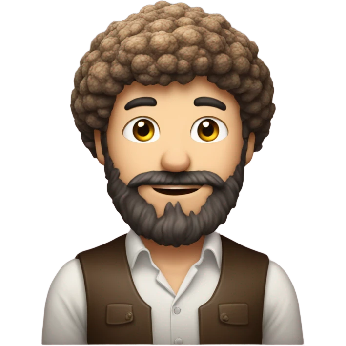 truffle cut with young man with beard with arms who looks as well like a truffle emoji