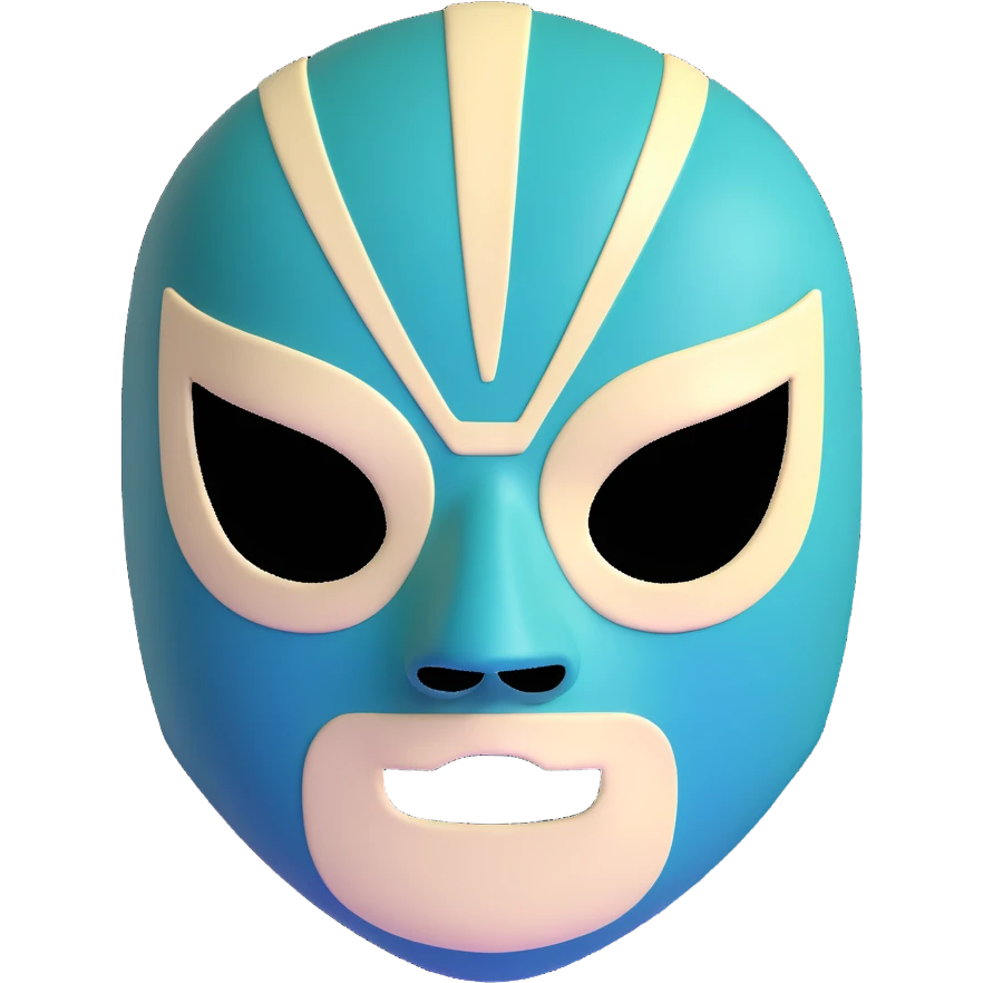 forest green, cream, and Carolina blue luchador mask emoji