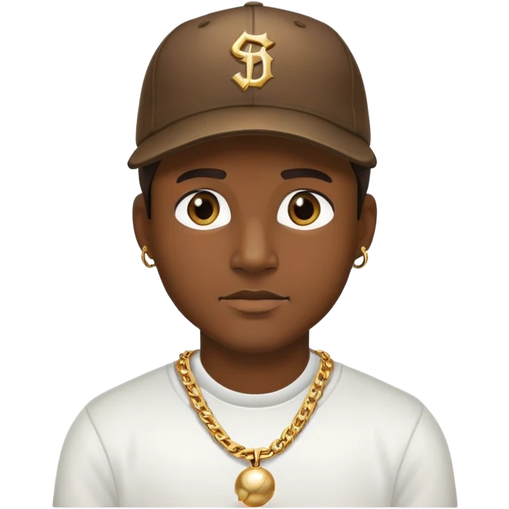 man with a baseball cap and oversized gold chain emoji