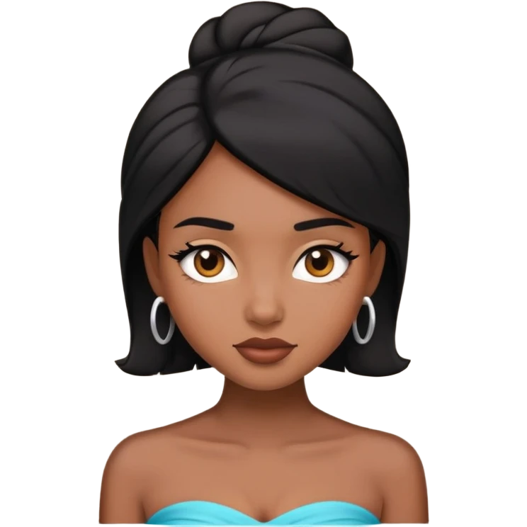 Black hair brown skin girl strapless emoji