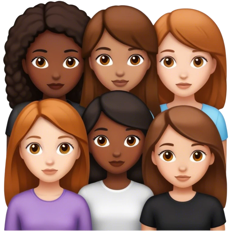 4 girls together, 2 black girls and 2 white girls with brown hair emoji