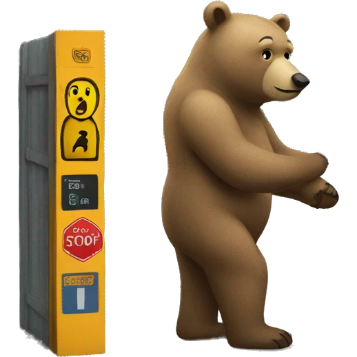 bear at bus stop sign emoji
