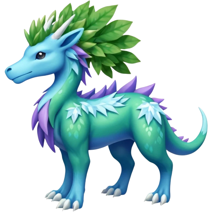 Meganium-Amaura-Suicune-Fakémon-fusion-creature (full body) emoji