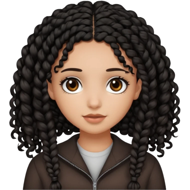 a girl with curly dark brown hair and dark brown eyes. add a best friend who is black with black braids and dark brown eyes emoji