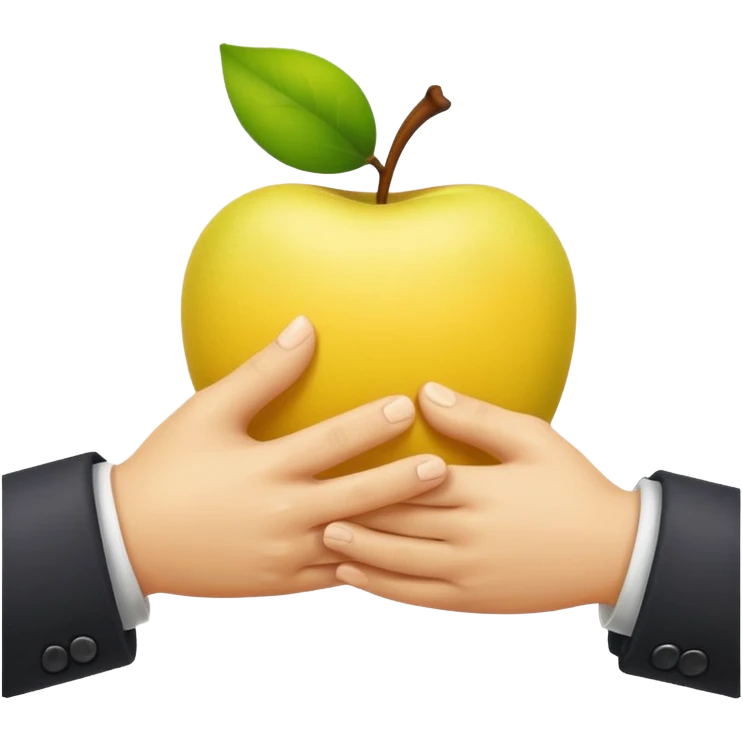 two yellow hands shaking, one hand slightly bowing, apple emoji style emoji