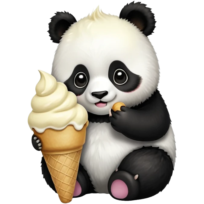 Panda eating ice cream emoji