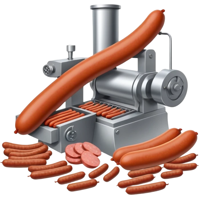 sausage factory with meat processing equipment and sausages emoji