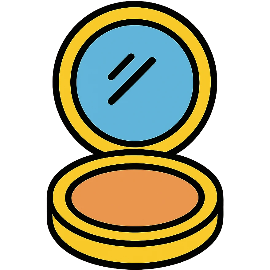 Foundation compact with mirror emoji