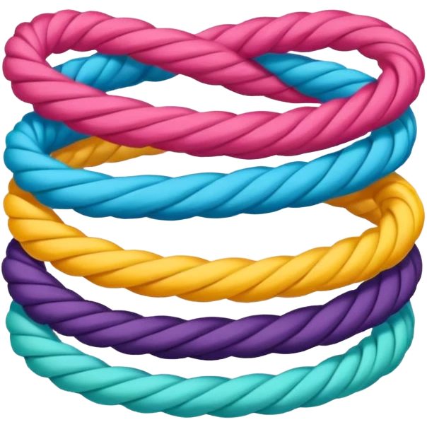hair tie for tying hair，colourful，三根叠在一起，交错着叠 emoji