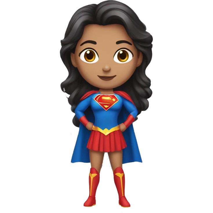 Brune girlwith a superwoman costume emoji