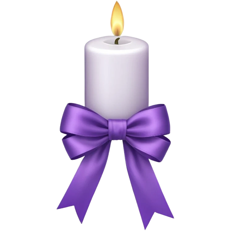 white candle with a purple ribbon emoji