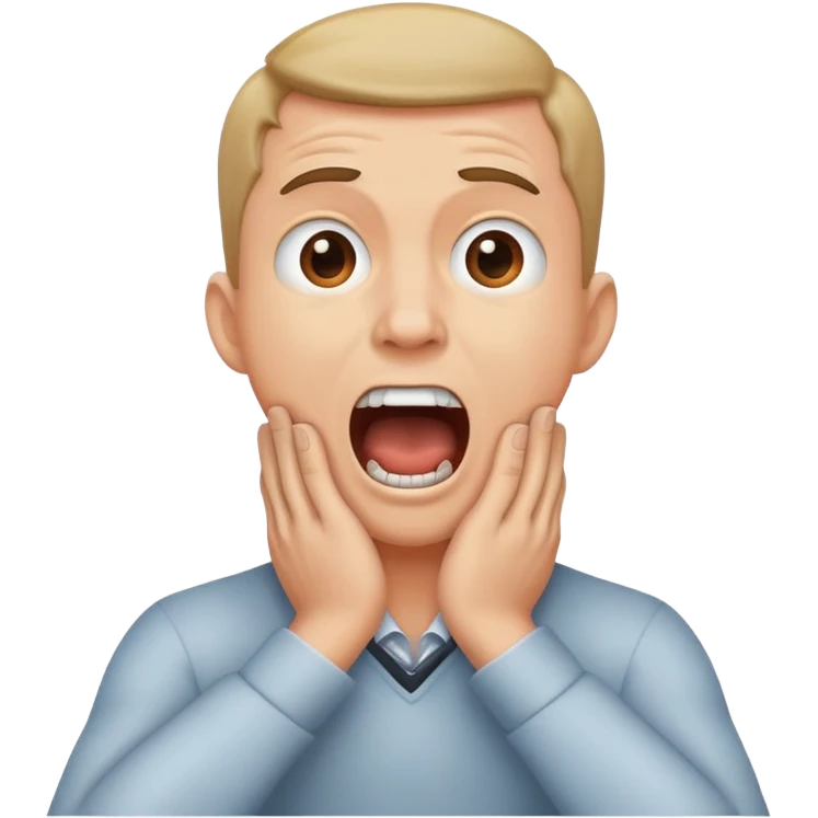 Man with hands crossed grabbing his neck and screaming emoji