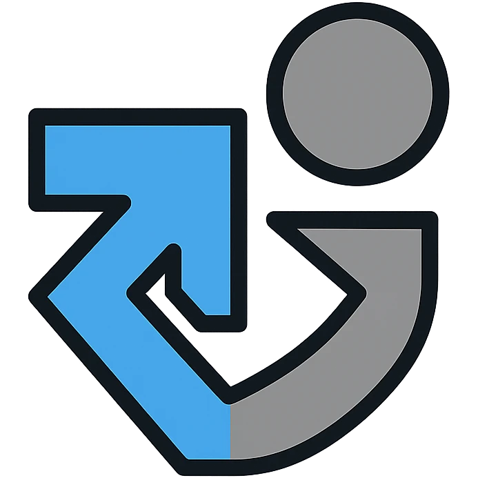 abstract geometric shape logo in blue and gray, tech investment vibe, no text, i5invest logo emoji