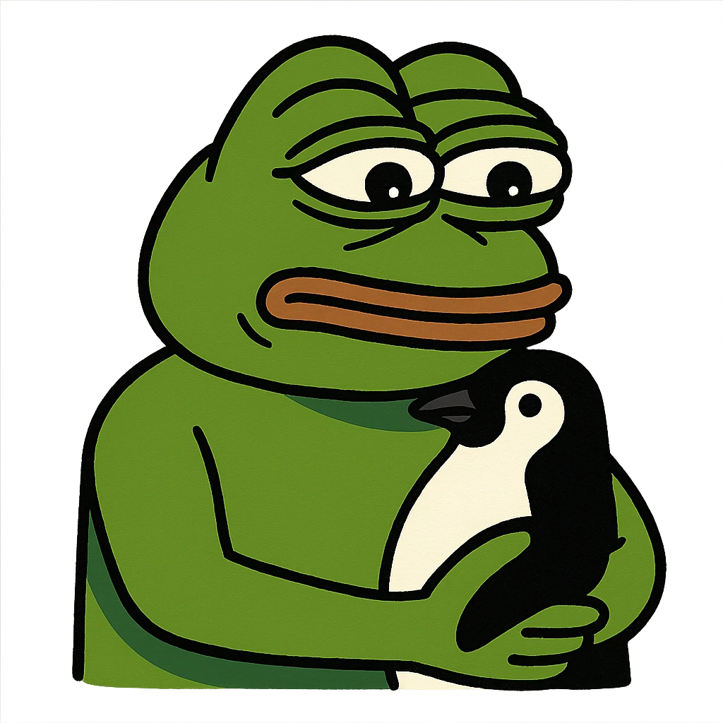  pepe holding penguin emoji