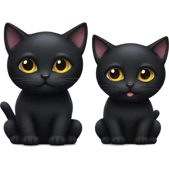 Two black cats, one small, one big, sitting next to each other  emoji