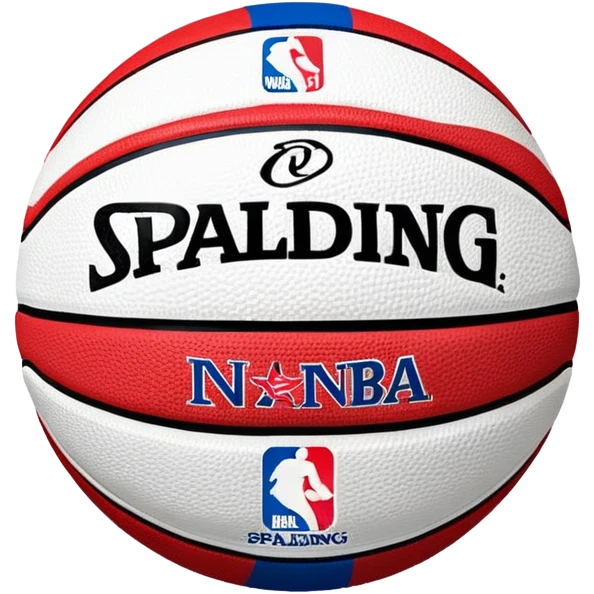 Basketball with Spalding and NBA logos, colored in white, blue, and red stripes (Russian flag colors) emoji