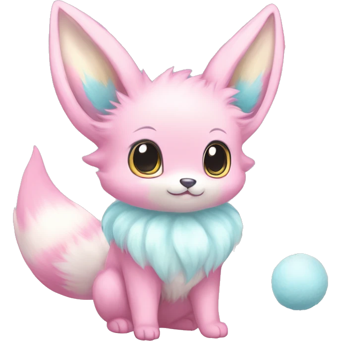 Kawaii Pastel Cotton-Candy-Colored Eeveelution-Cute-fox-Bunny-Pokémon-fusion full body emoji