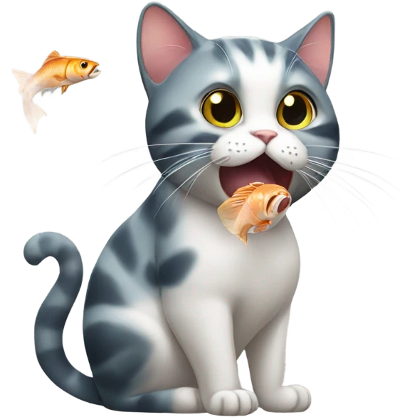 Cat eating fish  emoji