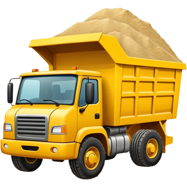Draw a yellow dump truck with an open bed full of sand or gravel. emoji