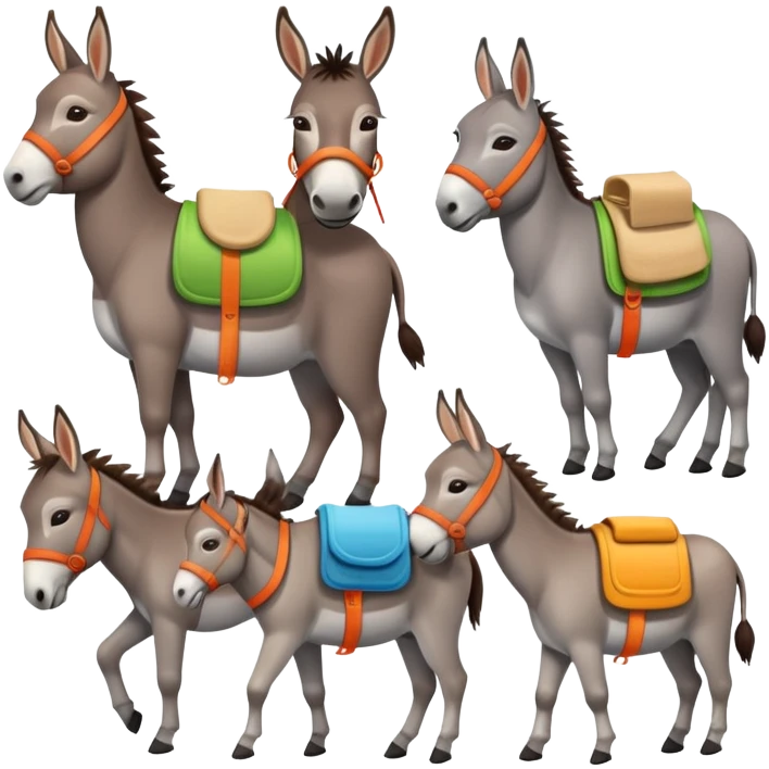 Ослики во время разных бытовых дел emoji