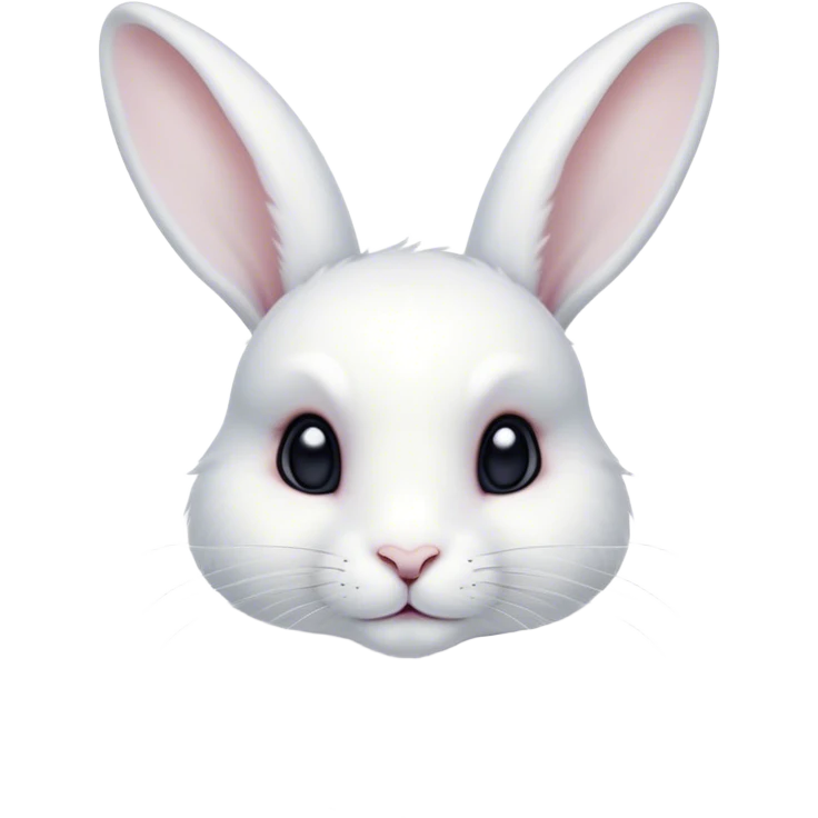 Cinematic Noble White Rabbit Portrait Emoji, Poised and regal, with a graceful, compact build and a pristine, silky white fur, long perky ears and gentle, soulful dark eyes, Simplified yet sharp and sophisticated features, highly detailed, glowing with a soft, dignified glow, high shine, intelligent and gentle, stylized with an air of refined elegance, focused and attentive, soft glowing outline, capturing the essence of a watchful and confident companion, so majestic it feels as though it could hop out of the screen with effortless authority! emoji