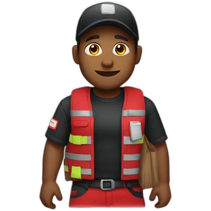 Cooper delivery man in black and red clothes emoji