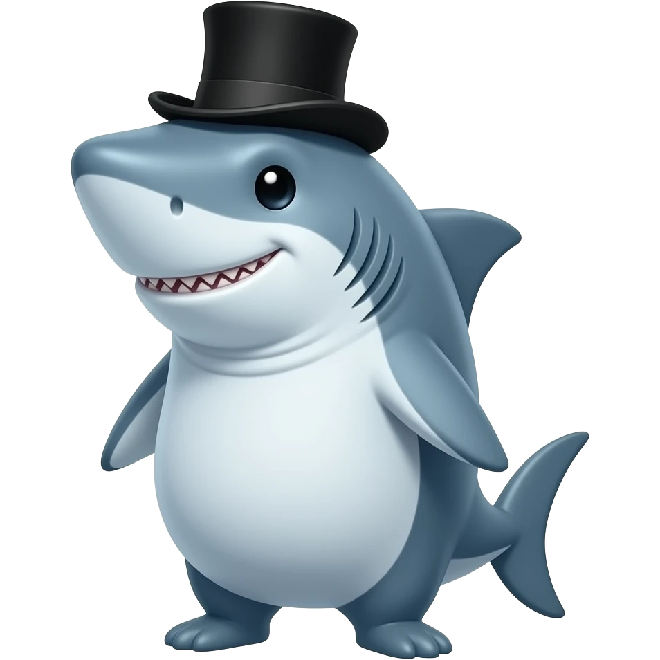 Shark with a top hat emoji