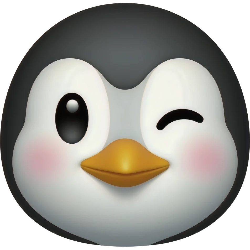 penguin face wink emoji
