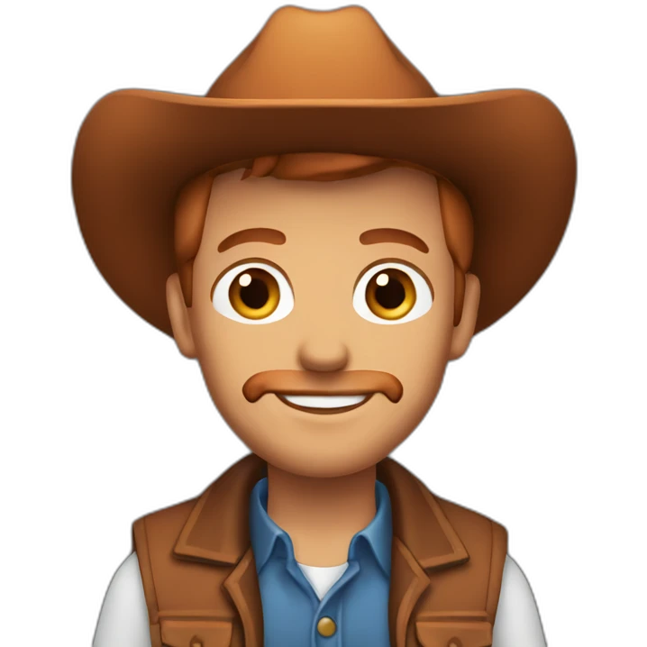 Cowboy man blue eyes slick copper hair clean shaven emoji