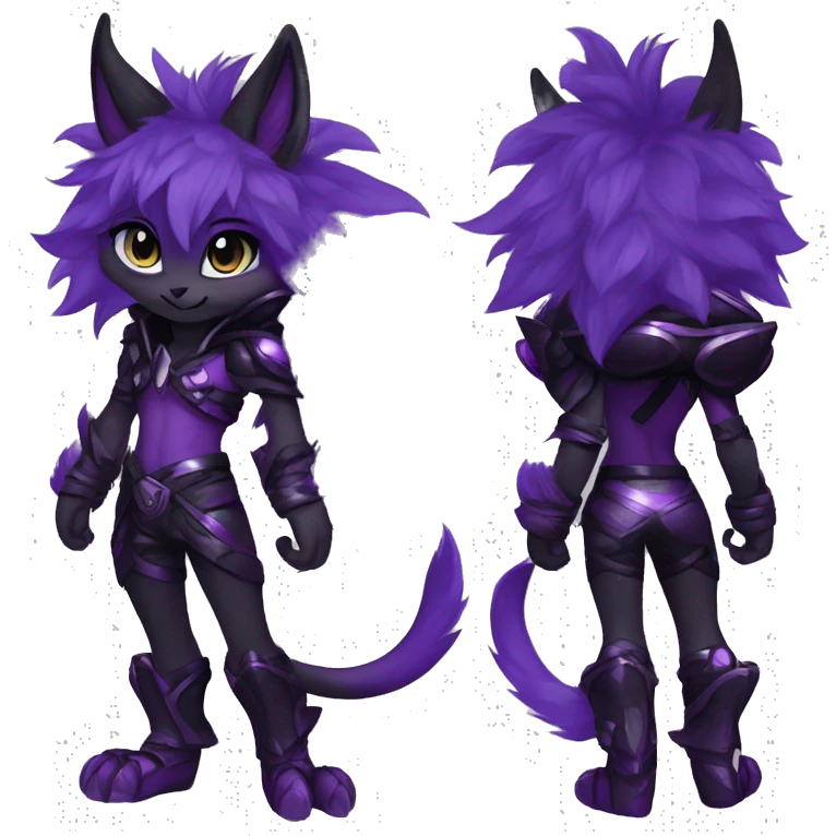 Anthro-Edgy-Cool-Black-Purple-Contrast-Colors-Fantasy-Fur-Sona-Chibi-Shiny-Fakémon-Hybrid full body emoji