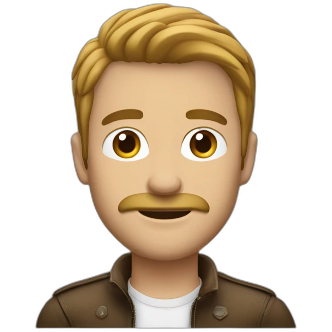 Hombre alto blanco pelo castaño con moto emoji