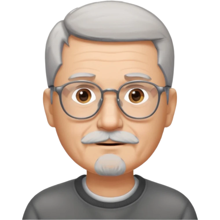 Homme 66 ans cheveux gris en brosse et barbe grise de trois jours lunettes  emoji