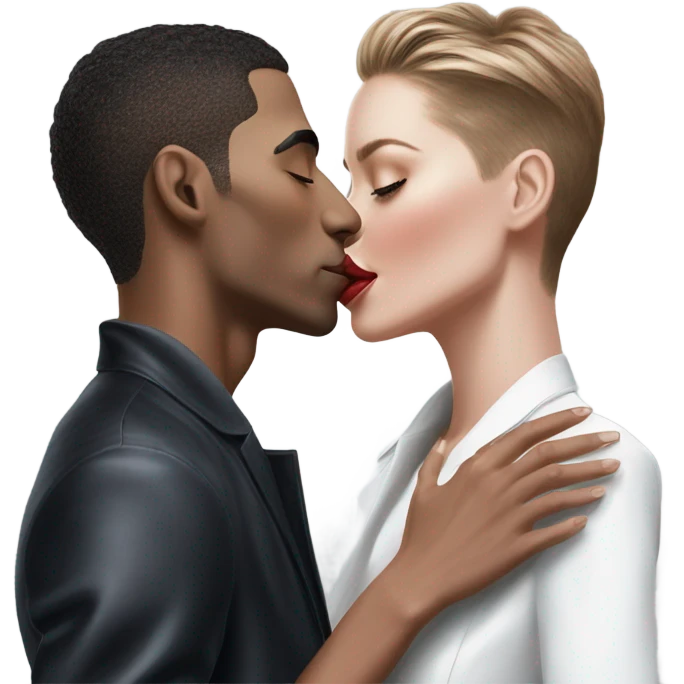 Hyper Realistic beautiful dior model kissing a handsome male model  emoji