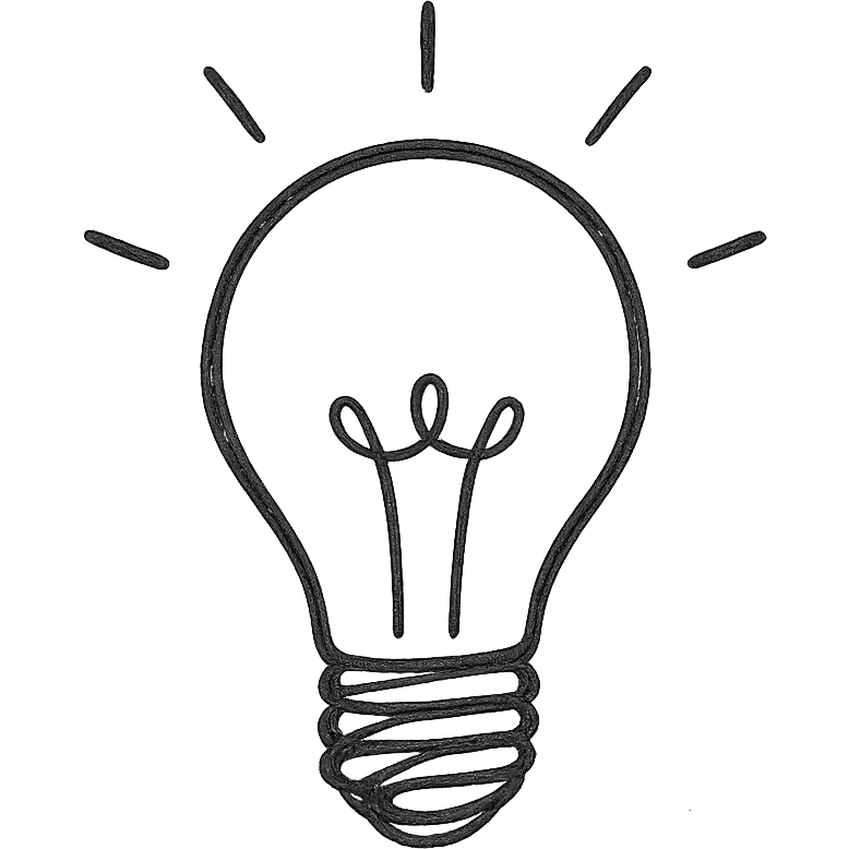 bulb, hand-drawn outlined icon, sketchy and playful emoji