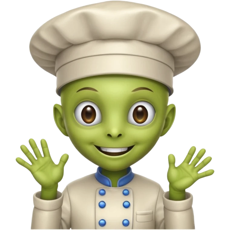 funny character with cook hat but not human also alien or robot emoji