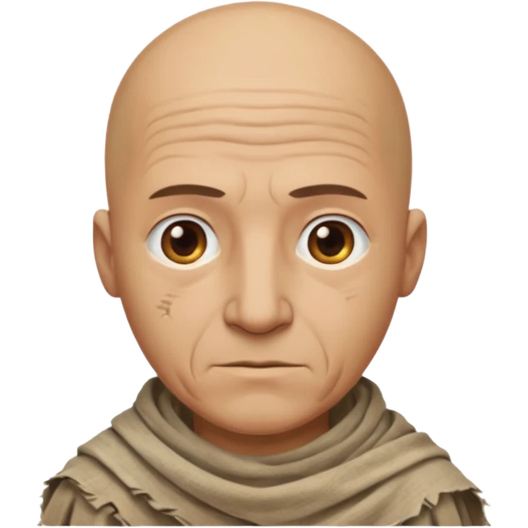 ancient man bold head, tattered cleopath skin cloth emoji